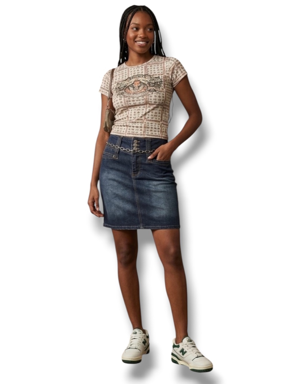 Zoey Beth Y2K Denim Mini Skirt Dark Wash High Waisted 3-Button Stretch XL